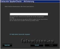 SpyderCHECKR Software Aktivierung mit 24 stelligem Code
