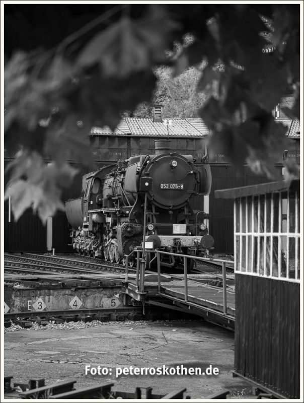 Dampflokomotive - Dampflokomotive vor Lokschuppen - fine art print 