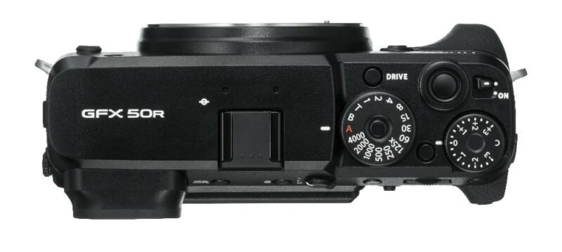 Schulterrücken der digitalen Fujifilm GFX 50R Mittelformatkamera