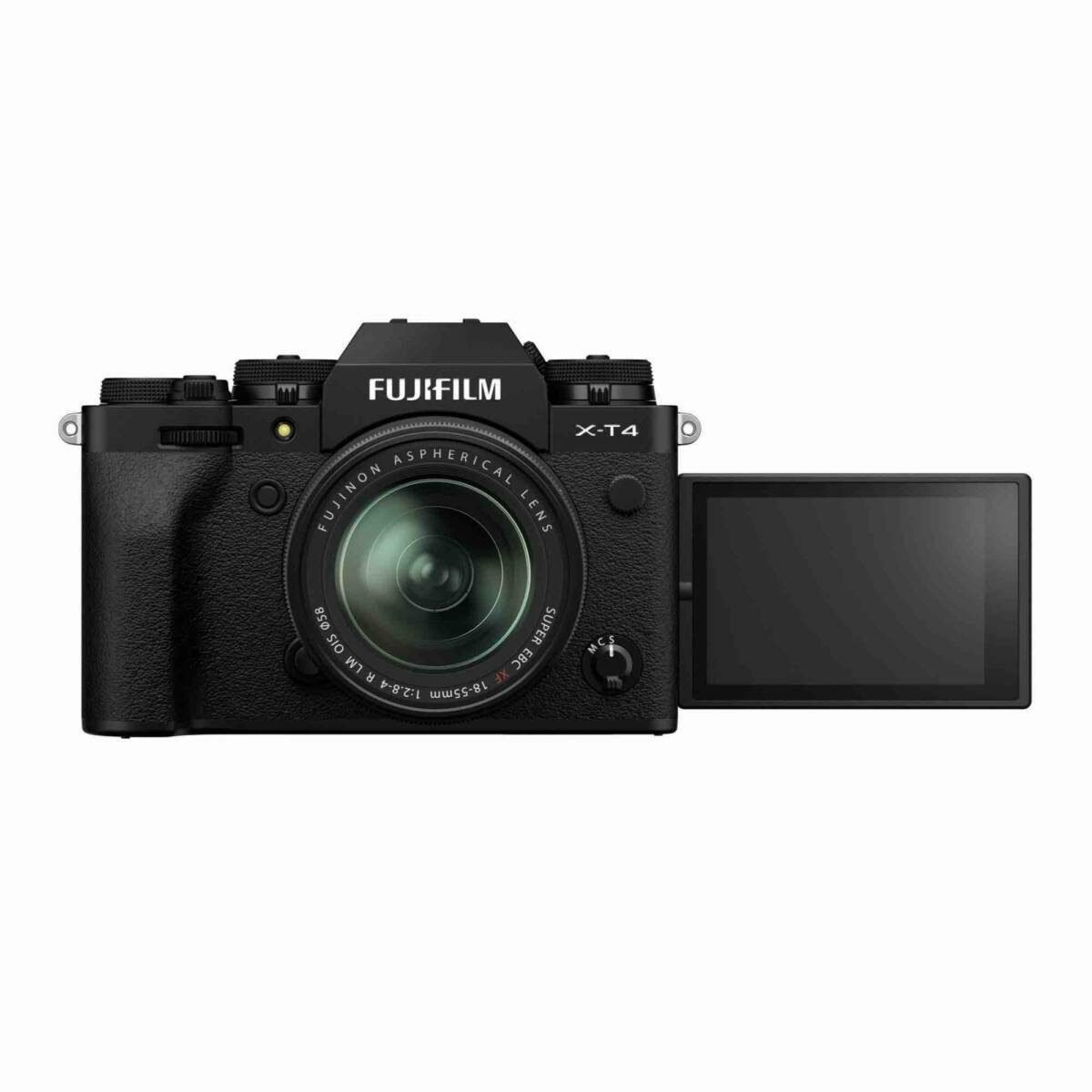 Fujifilm X-T4 schwarz mit ausgeklapptem Display