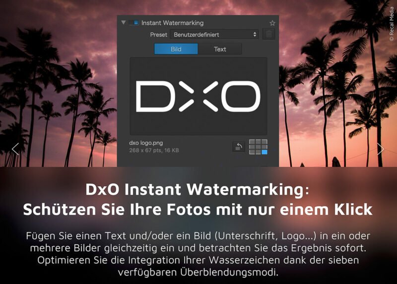 DxO Wasserzeichen (Instant Watermarking)
