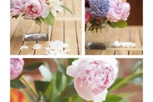 Foto Collage von Blumensträußen 50x50cm